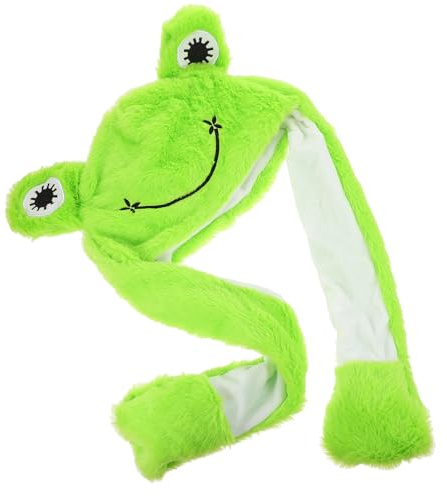 FIXOSHEE Plüsch Frosch-Hut mit Beweglichen Ohren Lustiger Cosplay Hut für Erwachsene Leicht und Tragbar Perfektes Accessoire für Halloween Karneval und Kostümfeiern