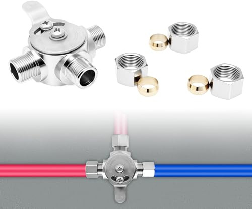 Thermostatisches Mischventil 3 Wege Thermostat Mischventil Temperatur Einstellbar Thermostatventil 3/8 Zoll Mischventil Warmwasser für Duschsystem Badezimmer Rohr Becken