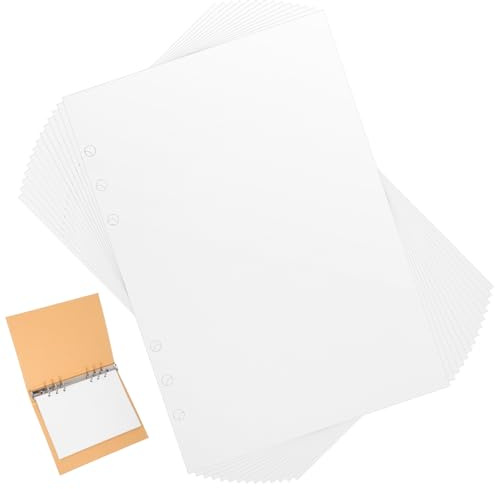 Cabilock A5 Nachfüllblatt für Sticker Sammelbücher Doppelseitig und Wiederverwendbar 6-Ring System aus Weißem Trägerpapier für Studenten und Profi Anwendung