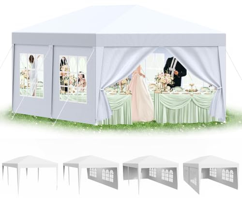 Kidsgigglz 3x6m Pavillon Wasserdicht Stabil Winterfest, Gartenpavillon Partyzelt mit Abnehmbaren Seitenteilen, UV Schutz, Windschutz, Faltpavillon, Gartenzelt für Markt Festival Hochzeiten, Weiß