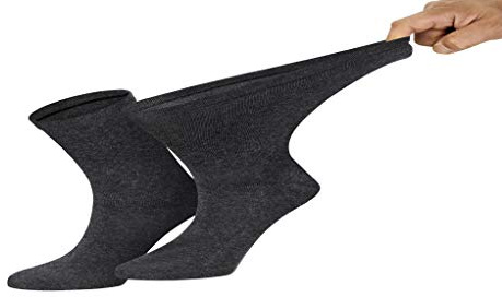 TippTexx 24 4 Paar Extra-Weite-Breite Socken für problematische Füße mit Anti-Loch-Garantie (Anthrazit/Melange, 47-50)