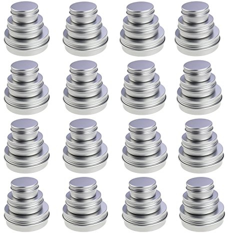 48 Stück Runde Aluminiumdosen Schraubdeckel Metalldosen Gläser Leere Objektträgerbehälter (Gemischte Größen)
