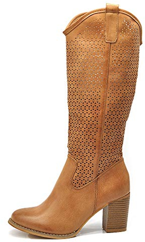 IF Fashion Scarpe da Donna Stivali Primaverili Estivi Punta Camperos Polpaccio G627 Camel N.39