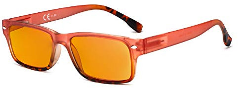 Eyekepper Blue Light Blocking Glasses Women with Orange Tinted Filter Lens for Sleeping - Stylish Computer Reading Glasses - Red +1.50