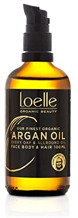 Loelle - 100% reines, kaltgepresstes Arganöl – Bioöl aus Argan für Haare, Gesicht und Hände - Feuchtigkeitsspendendes Körperöl mit Pumpspender - handverlesen in Marokko (100ml)