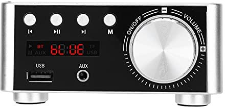 HIFI Bluetooth 5.0 Audio Amplifier, 50W x 2 Stereo Powerful Digital Audio Amplifier Board Memory Card Player for Household Car AMP Amplifier(Sliver)