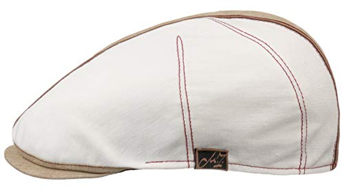 Mayser Jenson Twotone Zechbauer Flatcap Schirmmütze Schiebermütze Leinencap Baumwollcap Herren - Made in The EU mit Schirm, Futter, Futter Sommer Frühling-Sommer - 56 cm beige