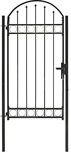 vidaXL Cancello per Recinzione ad Arco Entrata per Staccionate Punto di Ingresso Porta Cancellata per Inferriate Porta in Acciaio 100x250 cm Nero