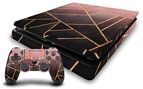 Head Case Designs Pink und Schwarz Kunst Mix Matte Vinyl Haut Gaming Aufkleber Abziehbild Abdeckung kompatibel mit Sony Playstation 4 PS4 Slim Console and DualShock 4 Controller