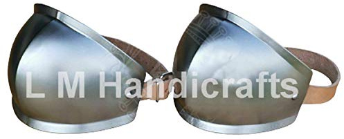 L M Handicrafts Mittelalterliche geriffelte Knieschützen Rüstung Ritterkappen 18 Gauge Stahl LARP Caps Geschenk Gothic Mittelalter Ritter Stahl Beinschützer Renaissance Kostüm