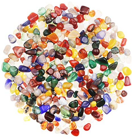 YiYa Gemischte Farben Achatstein Schotter Edelstein natürlicher Kristallquarz verwendet für Hauptdekoration Vase Füller Schwimmbad Topfpflanze Dekoration(ca. 680 g/Beutel)