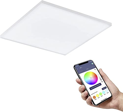 EGLO connect.z Smart-Home LED Panel Turcona-Z, Deckenlampe L x B 45 cm, ZigBee, App und Sprachsteuerung Alexa, Lichtfarbe einstellbar (warmweiß-kaltweiß), RGB, dimmbar