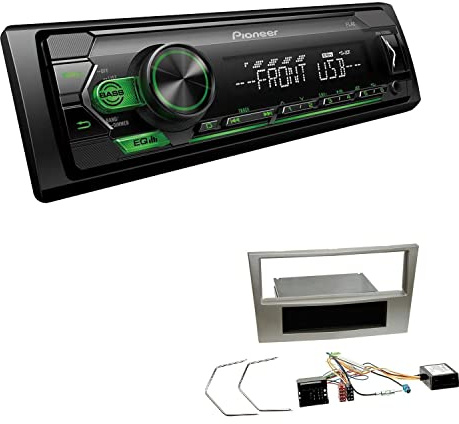 Pioneer MVH-S120UBG 1-DIN Autoradio mit grüner Beleuchtung und USB kompatibel mit Android-Smartphones inkl. Einbauset passend für Opel Astra H 2004-2010 Satin Stone inkl Canbus