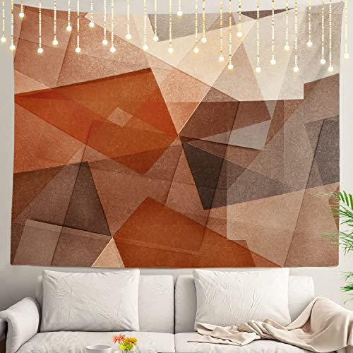 Shrahala abstrakte geometrische Kunst orange geometrische sich überschneidende Kunst Wandbehänge großes Tuch Polyesterfaser weißer Saum für Studentenwohnheim Schlafzimmer 150 x 210 cm