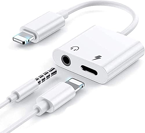 Kopfhörer Adapter für iPhone , Aux Kabel Dongle Anschluss Kopfhörer Splitter 2 in 1 Laden Kopfhörer Adapter mit Zwei Anschlüssen Splitter, Konverter Kompatibel für iPhone 11/12 pro/13/X/XR/XS Max/7/8