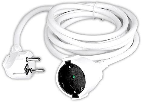 V-TAC Extensión Cable Alargador de Corriente Electrico - 3 Metros - Enchufe Schuko - Alargador de Cable Eléctrico para Hogar, Oficina, Negocio, Trabajo - Súper Resistente - Carga Máxima 3680W