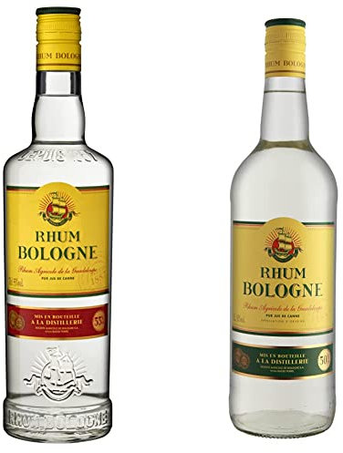 Rhum Bologne - Rhum Agricole Blanc de la Guadeloupe - Pur jus de canne - 55% - (1 x 0.7L) & Rhum Agricole Blanc de la Guadeloupe - Pur jus de canne - 50% - (1 x 1L)