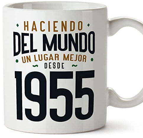 MUGFFINS Tazas 1955 Cumpleaños - En Español - Haciendo del Mundo un Lugar Mejor - 11 oz / 330 ml - Regalo original y divertido
