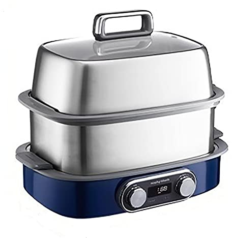 Cuiseur Vapeur électrique Domestique pour la Cuisson de Grande capacité Cuiseur à Vapeur pour Aliments Appareils de Cuisine en Acier Inoxydable Capacité élevée (Color : Blue, Size