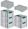 PROREGAL SuperSparSet 5x Eurobox NextGen Color mit Auflagedeckel & Schiebeschnappverschlüsse, HxBxT 22x30x40cm, 20L, Griffe grün geschlossen, Glatter Boden, Eurobehälter Transportbox Transportbehälter