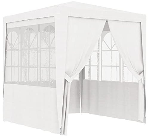 Profi-Partyzelt mit Seitenwänden, XIAOGUANG Festzelt, Pavillion, Bierzelt, Garten Party Zelt, Gartenzelt, Grillpavillon, 2,5x2,5 m Weiß 90 g/m²