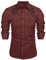 COOFANDY Herren Western Cowboy Hemd Langarm Bestickt Hemd Slim Fit Baumwolle Casual Button Down Hemd, Weinrot, XX-Large