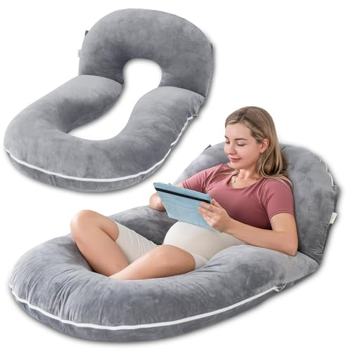 INSEN Pregnancy Pillows, Detachable Body Pillow for Sleeping, Multi-Use Pregnancy Pillows for Pregnant Women, Grey