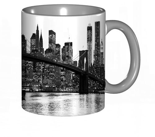 Kaffee-Tasse Schatz - New York City - Brooklyn Bridge mit der Skyline von Manhattan bei Nacht USA Becher/Mug als witziges Geschenk/Lustige und Originelle Geschenke/Tee-Kaffeetasse