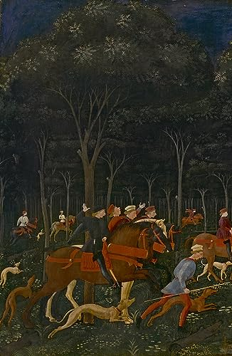 EfeMir Leinwanddrucke Malerei Drucken Ölgemälde Bekannt Die Jagd im Wald von Paolo Uccello für Wanddekoration 60x90cm