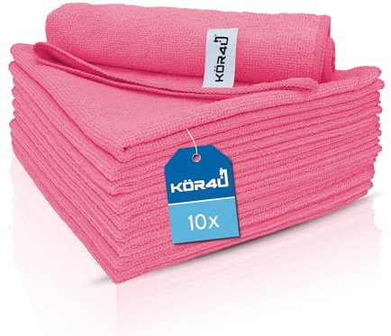 kör4u 10x Mikrofasertuch pink, 40x40cm, 300 g/m², Reinigungstücher für Küche, Bad, Autopflege, Putztücher, Poliertuch, saugstark, waschbar bei 60°C