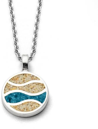 DUR Schmuck Kette STRANDWELLEN Strandsand blauer Steinsand Silber 925/- rhodiniert 45cm (K2951) Ankerkette