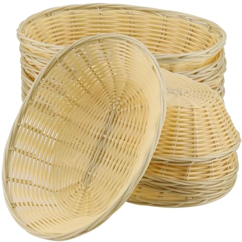 JOIKIT 12 PCS Plastic Oval Basket, 23 x 15 x 6.5cm Food Serving Baskets, Bread Bin Basket for Kitchen, Restaurant, Table