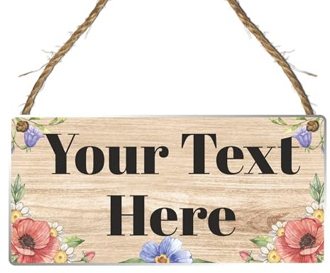 Personalised Hanging House Sign - Gift for Christmas, Anniversary, Wedding, Birthday, Father's Day - Couple Garden Sign - 10 Designs (Acrylic Indoor & Outside Use 19cm x 9cm, Flower Design)