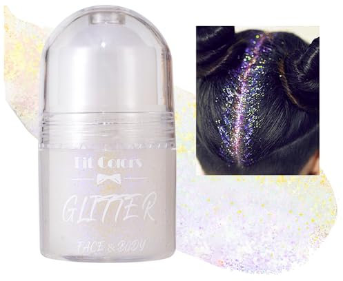 GL-Turelifes Body Glitter Gel, Roll-on für Meerjungfrau-Make-up Festival Rave Zubehör, Holographisches Haar-Gel, Body Shimmer für Halloween und Rave-Party (#03 Vergoldetes Weiß)