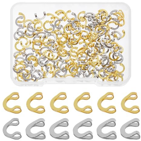SUPERFINDINGS 200 Stück 2 Farben U Förmige Messingglieder Süßwasser Inline Spinner Angelspinner Gabelkopf Spinnerblatt Gabelkopf Mit 1.4mm Loch Zum Kunstköderangeln Spinnerbait