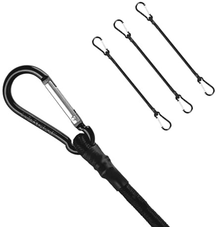TaoTazon Spanngummi mit Karabiner Haken, 150 cm Expander mit Karabiner, 4 Stück Expander mit Haken, Starker Spanngurte mit Haken, Gummispanner mit Haken