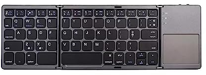 tuwiwol Klappbare Tastatur, wiederaufladbar, kabellos, Computerzubehör, faltbares Design, praktisch, süßes Geschenk, Tablet Touchpad, Schwarz