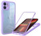 Draamvol for iPhone X Case iPhone XS Case Built-in Screen Protector Clear Silicone Bumper Cover Shockproof 360°Full Body Drop Protection Transparent Cover for iPhone X/XS Phone Case, Purple