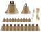20 Stück Glocke, glöckchen zum basteln,Vintage Bronze Glöckchen für DIY Wind Glockenspiel,Hochzeiten,Weihnachtsglocken, Hundetraining mit 10cm Hanfseil & 1 Kleine Schere (10 je von zwei Größen)