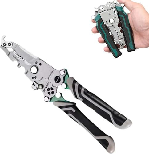 18 in 1 Foldable Wire Stripper, Multifunctional Wire Stripper Crimper Cable Cutter Pliers, Folding Professional Wire Stripping Tool, Electrician Pliers Tools for Cutting Stripping Shearing