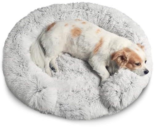 SUOXU Hundebett, Anti-Rutsch-Boden Runde Orthopädisches Hundebett Maschine Waschbar Abnehmbar, Hundekissen Flauschig Beruhigende Hund Katze Bett, Geeignet für Kleine Mittlere Haustiere