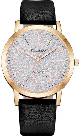 OFFCUP Damenuhr, Damen Analog Quarz Uhr mit Leder Armband, Uhren Damen Einfache Business Klassische Armbanduhr Lässig Quarzuhr Kleideruhr, 3 Zeiger, 39 mm Gehäusegröße -Schwarze