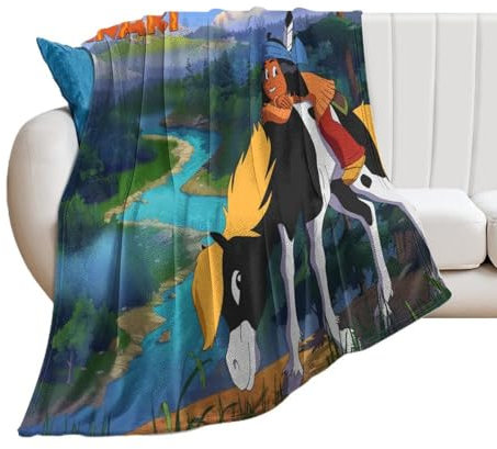 DIDUOMAN Yakari-Poster, Anime-Deutschland, Fleece-Bettdecke, Flanell, für alle Jahreszeiten, gemütlich, leicht, Überwurf, Decke, Herbstdekoration, 101,6 x 127 cm