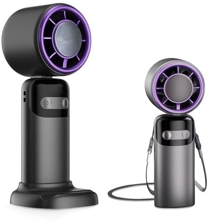 Bseical Handventilator Akku Aufladbar, 180° Faltbarer Turbo Mini Ventilator Hand USB, 5 Stufen, Mini Handventilator, Tragbarer Fan Hand Ventilatoren für Reise, Camping, Outdoor