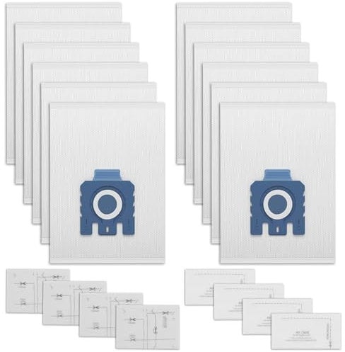 Generic Clean Bags Compatible with Henry Hoover Miele GN Vacuum Bags Set of 12 - for Classic C1 Complete C2 Complete C3 S2 S5 S8 S400 Series with 4 Motor Protection Filter 4 Exhaust Filter