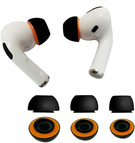 KASOTT Punte in memory foam per AirPods Pro, punte in memory foam ibride e silicone, ultra comode, punte antiscivolo (nero, supporto S/M/L)