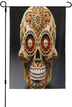 Bandiera decorativa a doppio lato con teschio, striscione da giardino, perfetta per interni ed esterni, disponibile in due misure
