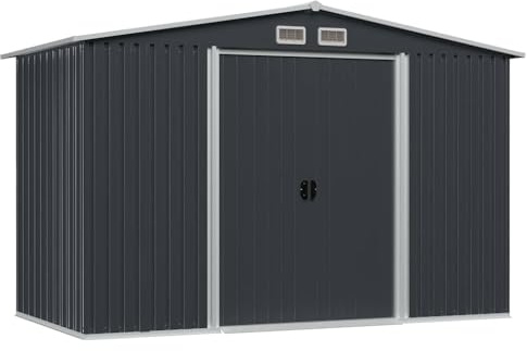 Emmtore Gerätehaus Metall Schuppen Gartenhaus Geräteschuppen,Anthrazit