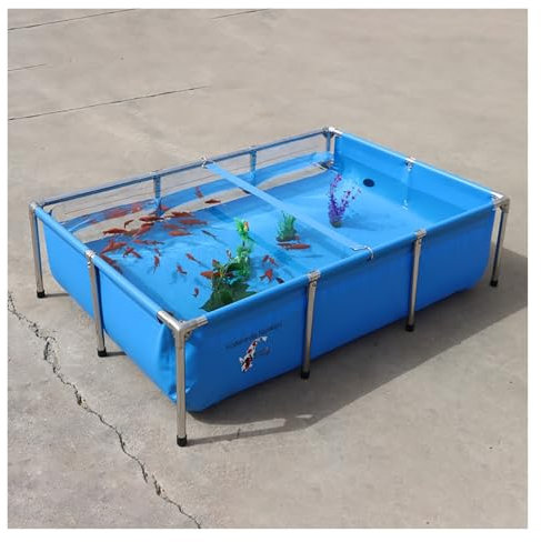 Generisch Faltbarer, wasserdichter Fischteich mit Ablassventil, 200 x 150 x 80 cm, Koi-Poolrahmen für den Garten, Notwasserversorgung, strapazierfähige Leinwand für Aquarien und Teiche