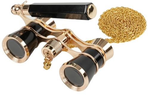 BOSTRON 3X25 Opera Glasses Theater Binoculars Compact with Adjustable Handle & Chain, Portable Vintage Theater Glasses Mini Binoculars for Adults Women Kids for Concerts Opera Houses Cinema(Black)
